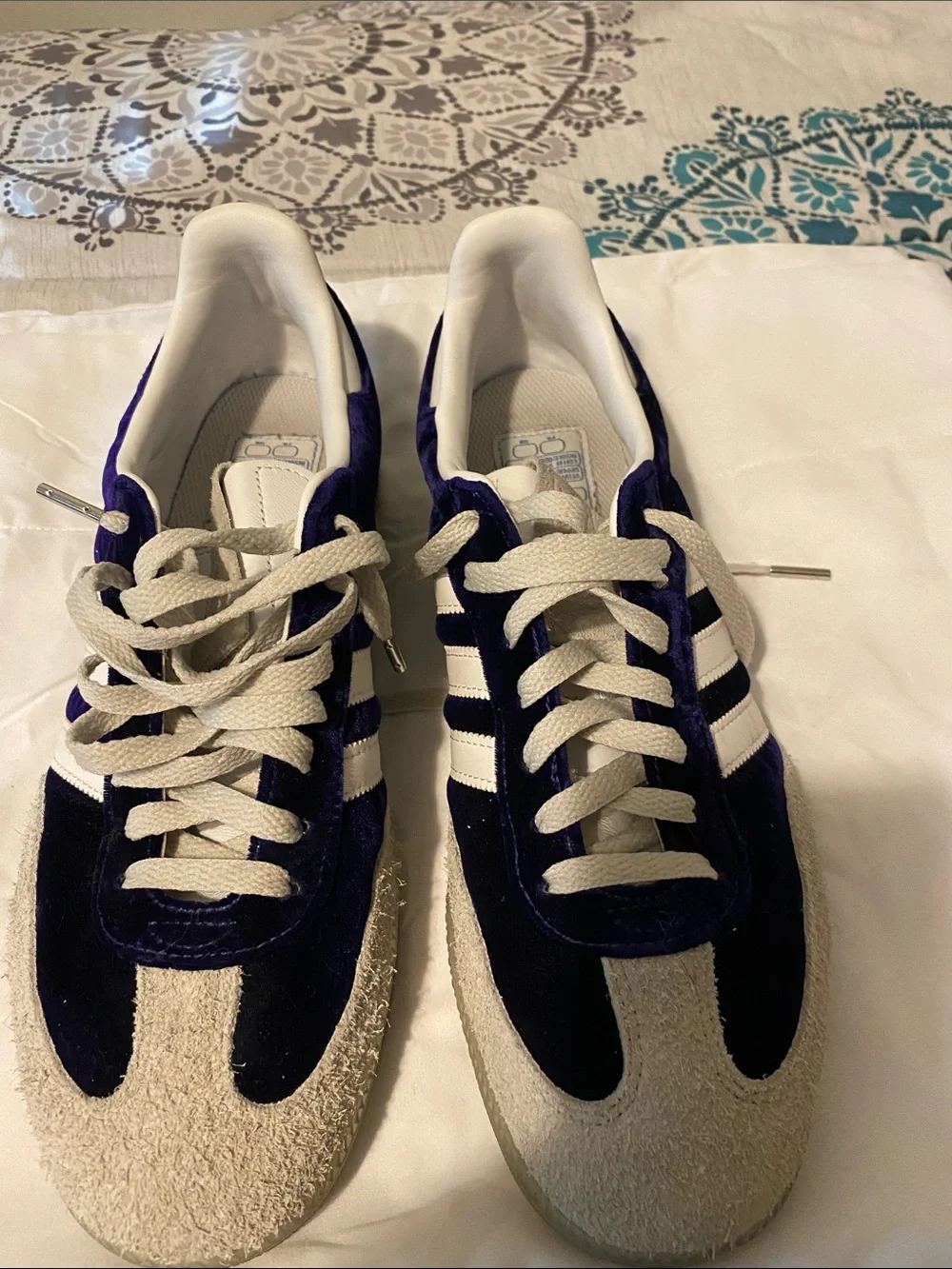 adidas sambra Purple Velvet Sneakers with White Three Stripes